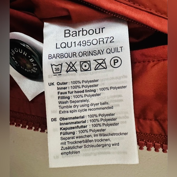 NWTs Barbour Orinsay Quilted Long Jacket. Maple. Sz. 4 US (8 UK) - Picture 9 of 14